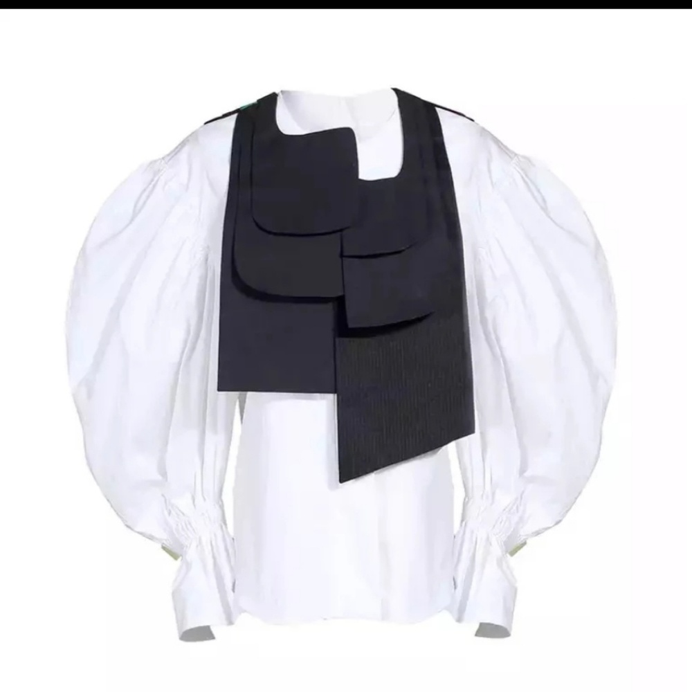 Puffy sleeve blouse with vest